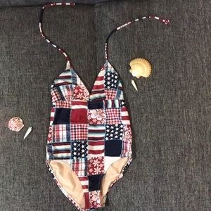 🔥Joe Boxer girls 10-12 American flag bathing suit